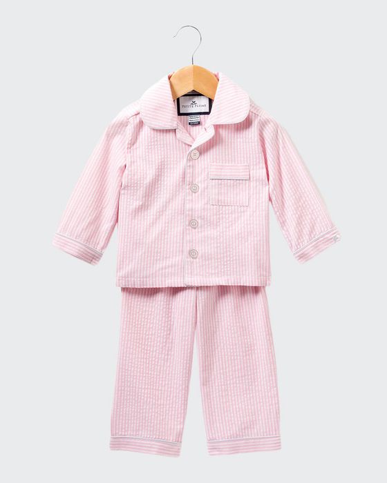 Kid's Stripe Seersucker Pajama Set, Size 6M-14