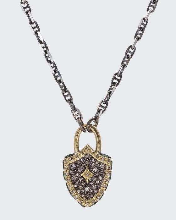 Old World Diamond Shield Pendant Necklace