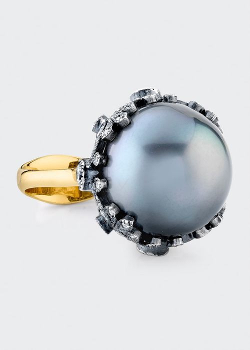 Pearl and Diamond Ring in 22k Gold
