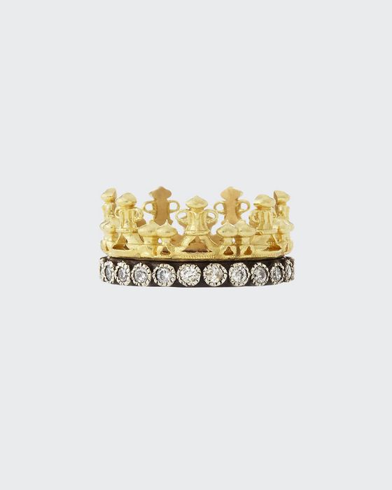 Old World 18k Gold Midnight Diamond Crown Ring