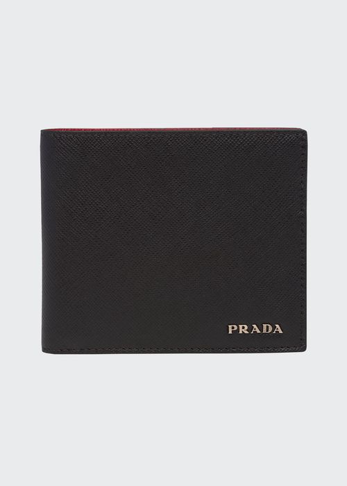 Men's Saffiano Leather Bi-Fold Wallet