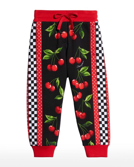 Girl's Mixed Cherry Jogger Pants, Size 8-12