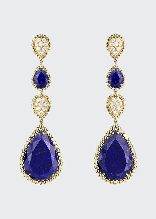 Serpent Boheme Diamond and Lapis Earrings in Yellow Gold