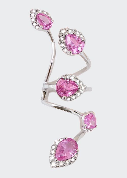 18k White Gold Pink Ear Cuff from Aurore Collection, Single