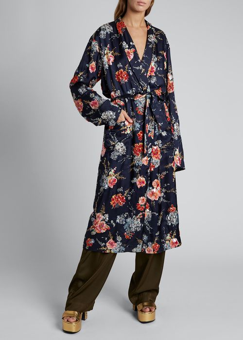 Charly Floral Tie-Front Robe Coat