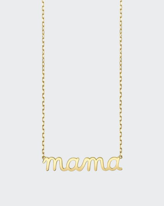 14k Gold Mama Script Necklace