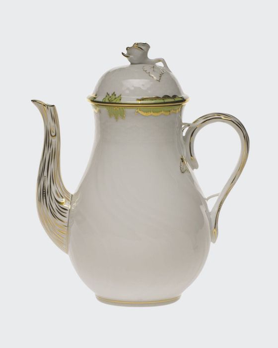 Princess Victoria Green Coffee Pot with Rose