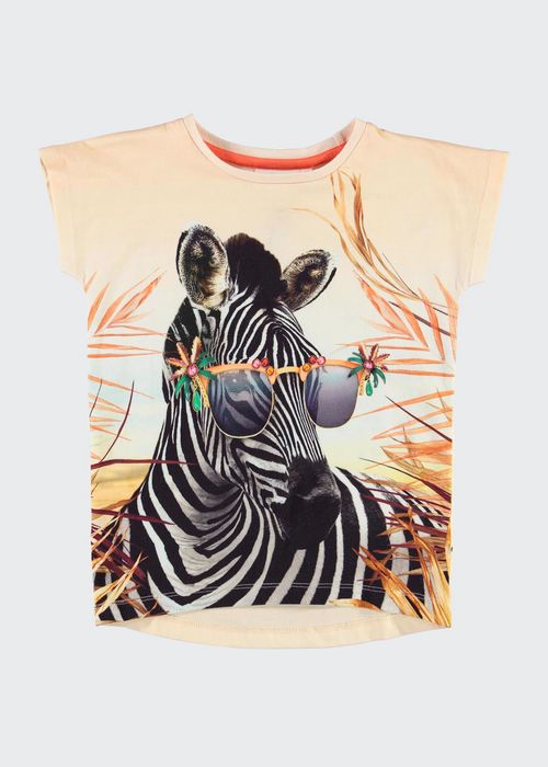 Girl's Ragnhilde Zebra in Sunglasses Graphic Tee, Size 3-12