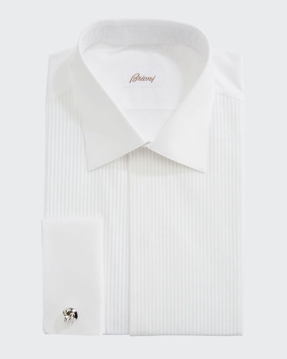 Pleated Poplin French-Cuff Dress Shirt