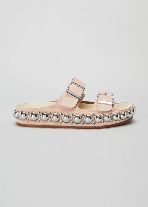 Double Strap Leather Sandals With Bombe Studs