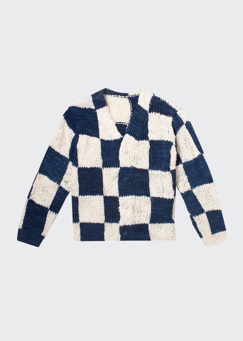 Men's Cotton Knit Squares Sweater