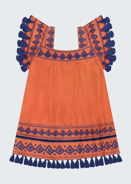 Girl's Serena Embroidered Tassel Dress, Size 2-10