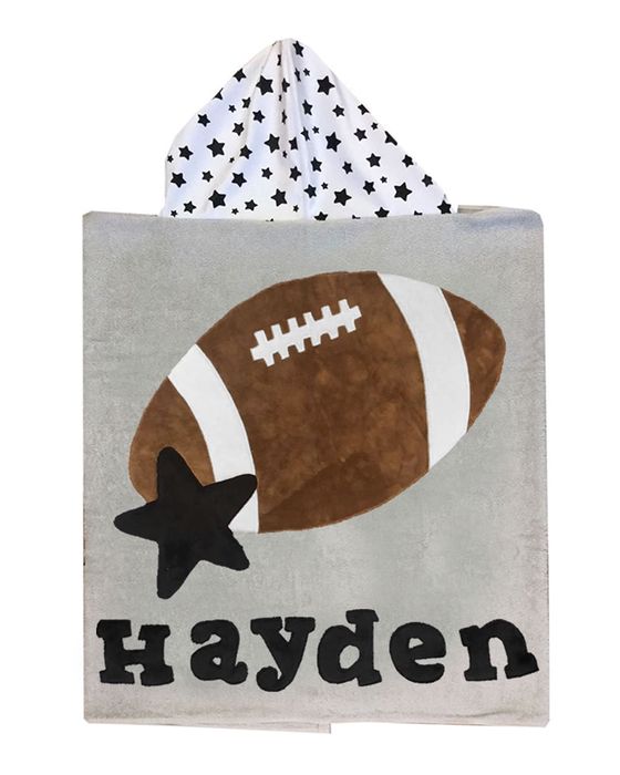 Kid's Football Star-Print Hooded Towel, Personalized