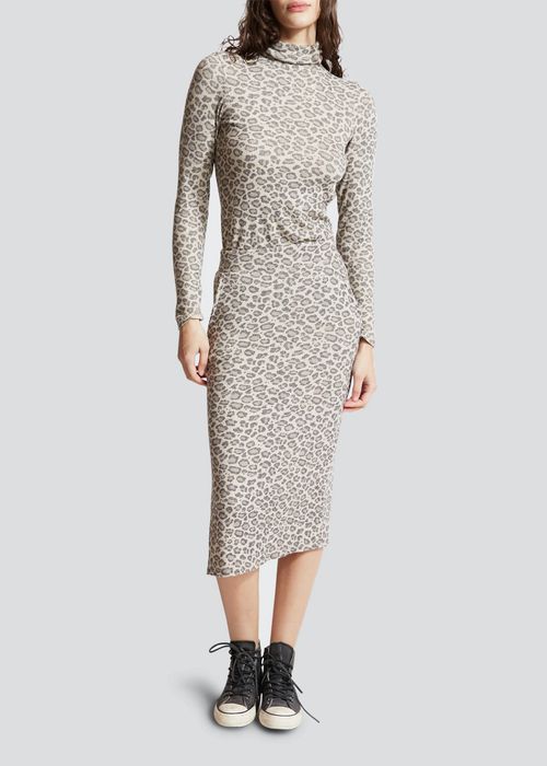 Bauer Leopard-Print Side-Slit Midi Skirt