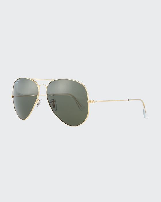 Original Aviator Polarized Sunglasses, Gold/Green