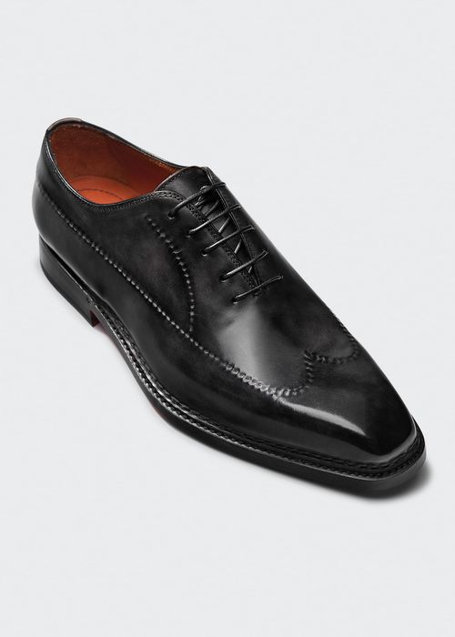 Men's Stitched Wig-Tip Leather Oxfords