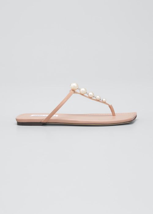 Alaina Pearly Flat Thong Sandals