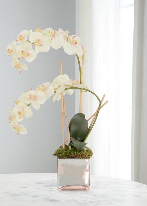 Rose Gold Orchid Faux-Floral Arrangement