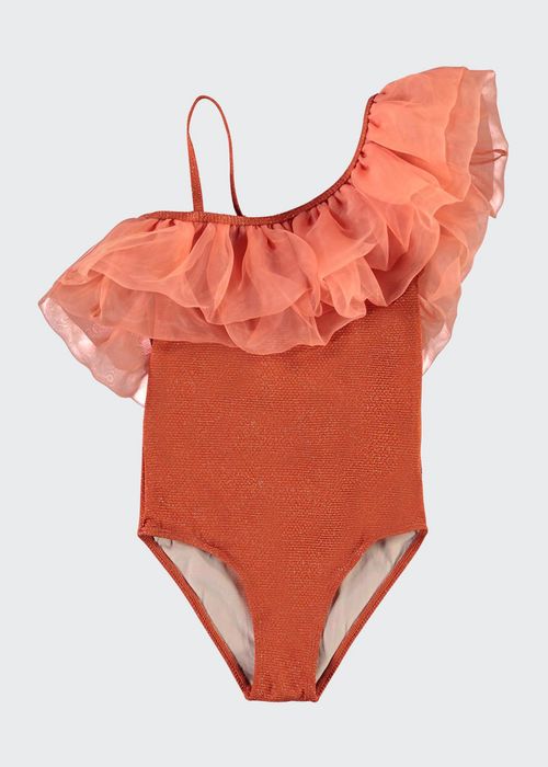 Girl's Nilla Chiffon Ruffle One-Piece Swimsuit, Size 4-14