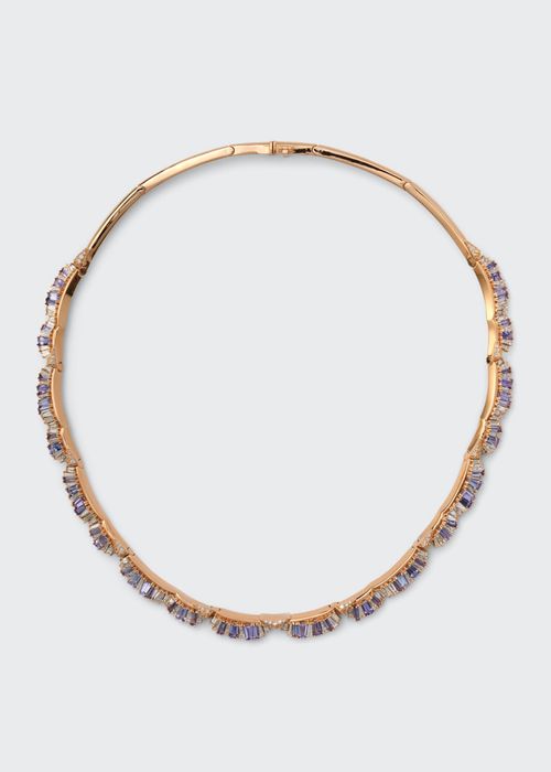 Ruched Necklace with Tanzanite and White Diamonds