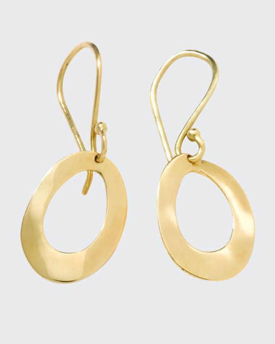 18K Gold Wavy Oval Earrings