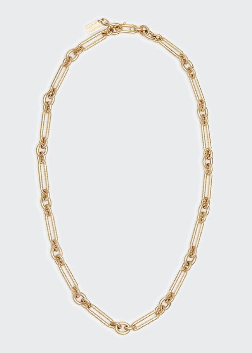 LR18 14k Yellow Gold Twisted Link Long Chain Necklace, 80cm