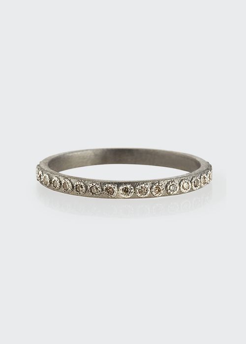 New World Silver Stackable Ring with Champagne Diamonds