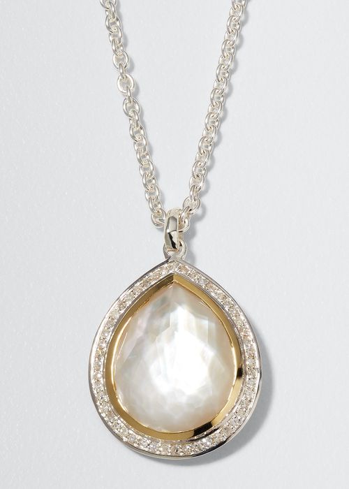 925 18K Chimera Rock Candy Teardrop Pendant Necklace w/ Diamonds, 16-18"