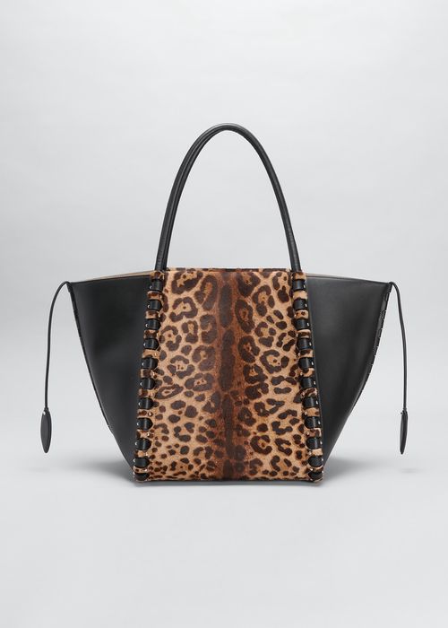 Le Hinge Medium Leopard-Print Tote Bag