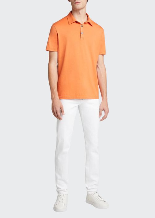 Men's Solid Jersey Polo Shirt, Orange