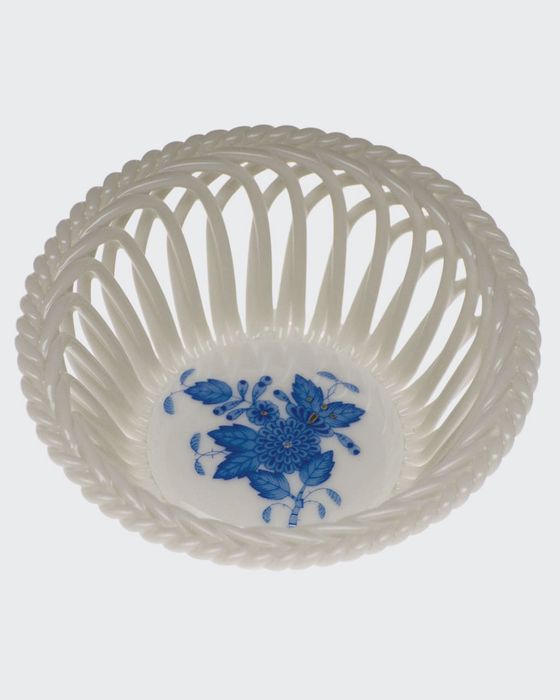 Chinese Bouquet Blue Small Openwork Basket