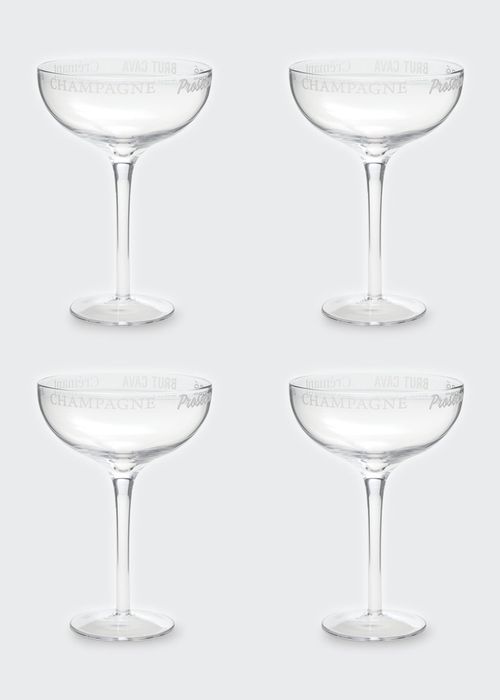 Farm To Table Etched Glass Champagne Flutes, Set of 4