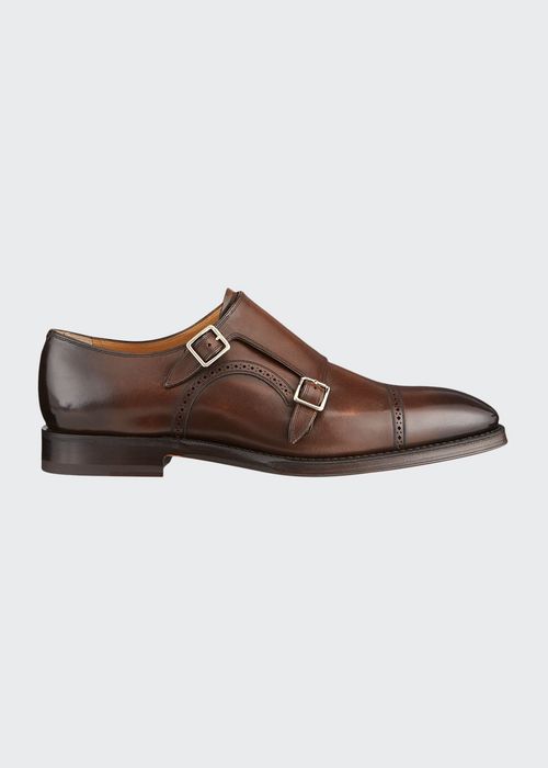 Men's Scardino Scribe Leather Double-Monk Loafers