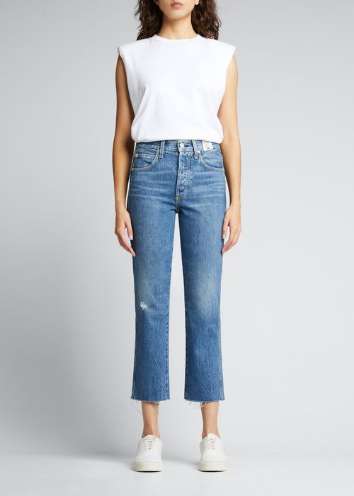 Loverboy High-Rise Cropped Jeans with Frayed Hem
