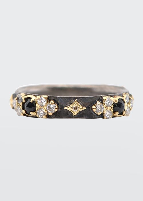 Old World Crivelli Stack Band Ring with Black Sapphires