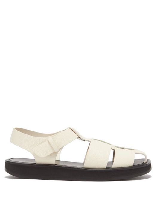 The Row - Grained-leather Fisherman Sandals - Womens - Cream