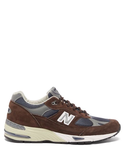 New Balance - Made In Uk 991 Suede And Mesh Trainers - Mens - Brown Multi
