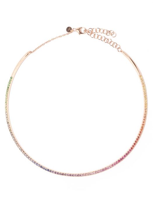 Diane Kordas - Rainbow Sapphire & 18kt Rose-gold Choker - Womens - Multi