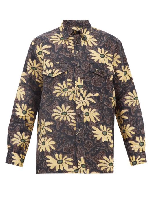 Nanushka - Zander Floral-print Linen-blend Shirt - Mens - Black Multi