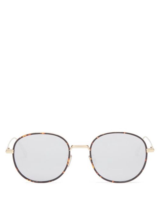 Dior - Diorblacksuit Mirrored Round Metal Sunglasses - Mens - Gold