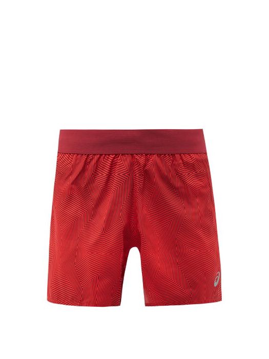 Asics - Kasane Geometric-print Running Shorts - Mens - Red