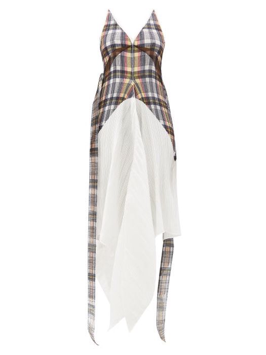 Burberry - Handkerchief-hem Check Plissé Dress - Womens - Multi