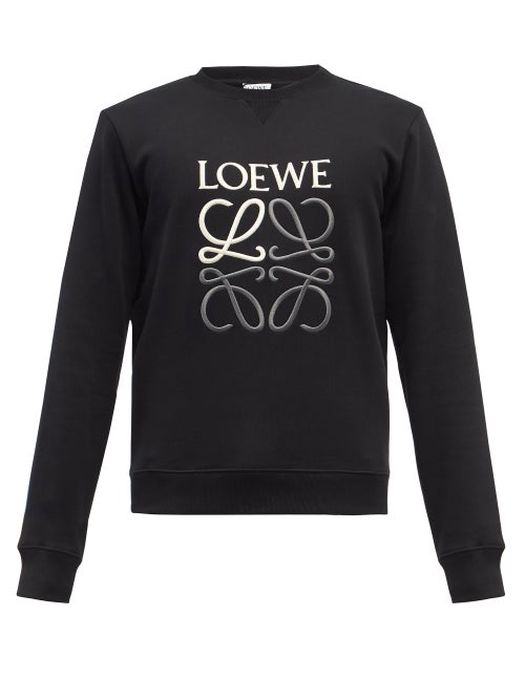 Loewe - Anagram-embroidered Cotton-jersey Sweatshirt - Mens - Black