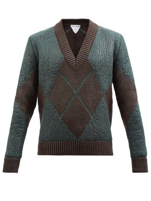 Bottega Veneta - Argyle Wool-blend Sweater - Mens - Multi