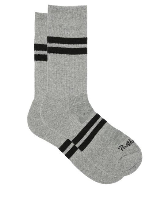 Pantherella - Spirit Logo-jacquard Cotton-blend Socks - Mens - Light Grey