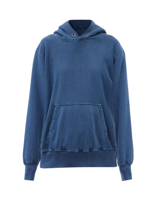 Les Tien - Brushed-back Cotton Hooded Sweatshirt - Womens - Dark Blue