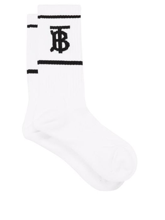Burberry - Tb-logo Ribbed Socks - Mens - White