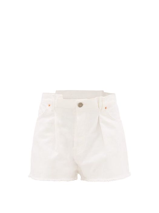 Raey - Fold Raw-hem Denim Shorts - Womens - White