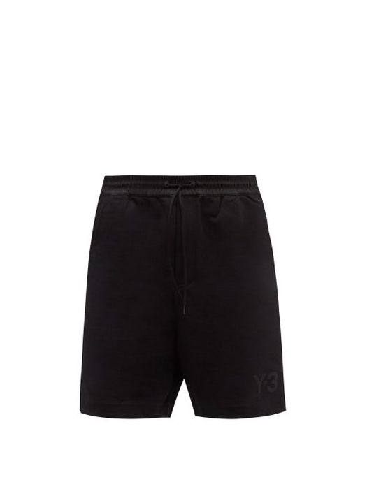 Y-3 - Drawstring Cotton-terry Wide-leg Shorts - Mens - Black
