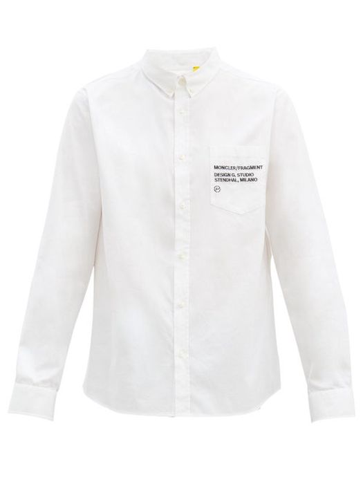 7 Moncler Frgmt Hiroshi Fujiwara - Logo-embroidered Cotton-oxford Shirt - Mens - White